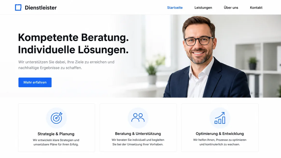 Beispiel einer Webseite für Selbstständige und Praxen — Gestaltungsbeispiel von roskosch.it